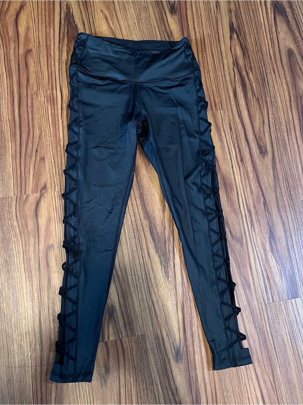 Victoria’s Secret Black Lace-Up Side Leggings